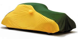 Weathershield multi-color cover, green and yellow car cover